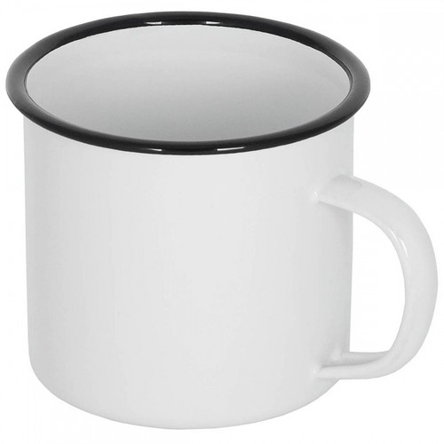 Emaille tasse weiß schwarz - emaille, weiß-schwarz