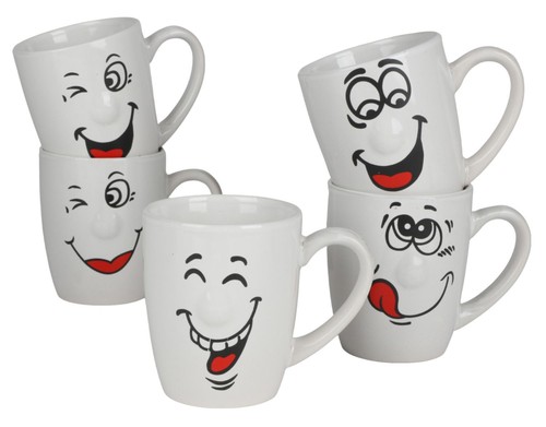 12x kaffeebecher smile 300ml - kaffeebecher,