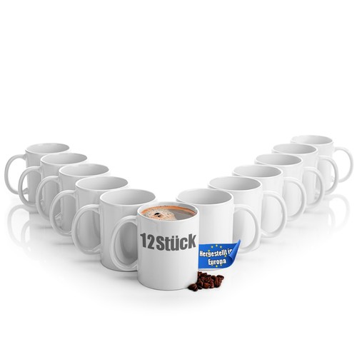 12x kaffeetassen weiß - kaffeetassen, 300ml