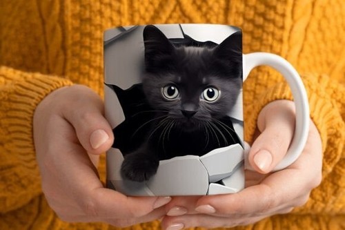 Kaffeetasse schwarze katze - schwarze,